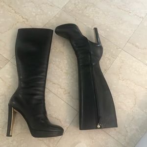 Christian Dior Black Leather Knee Boots Miss Dior SZ 40
